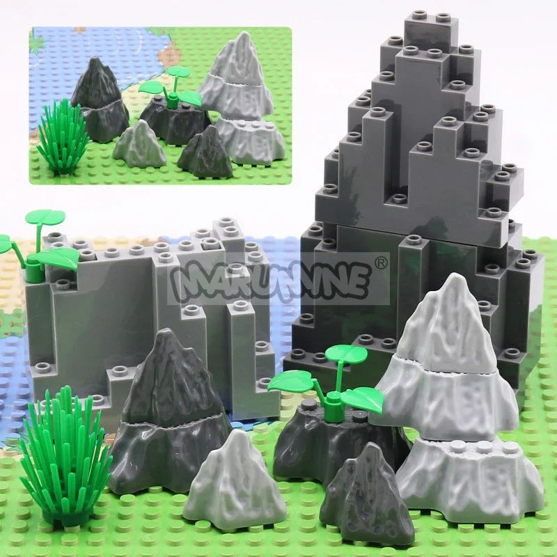 MARUMINE MOC Blöcke Bergsteinstein Dschungelgarten Bausteine DIY Teile Zubehör Kompatibel mit