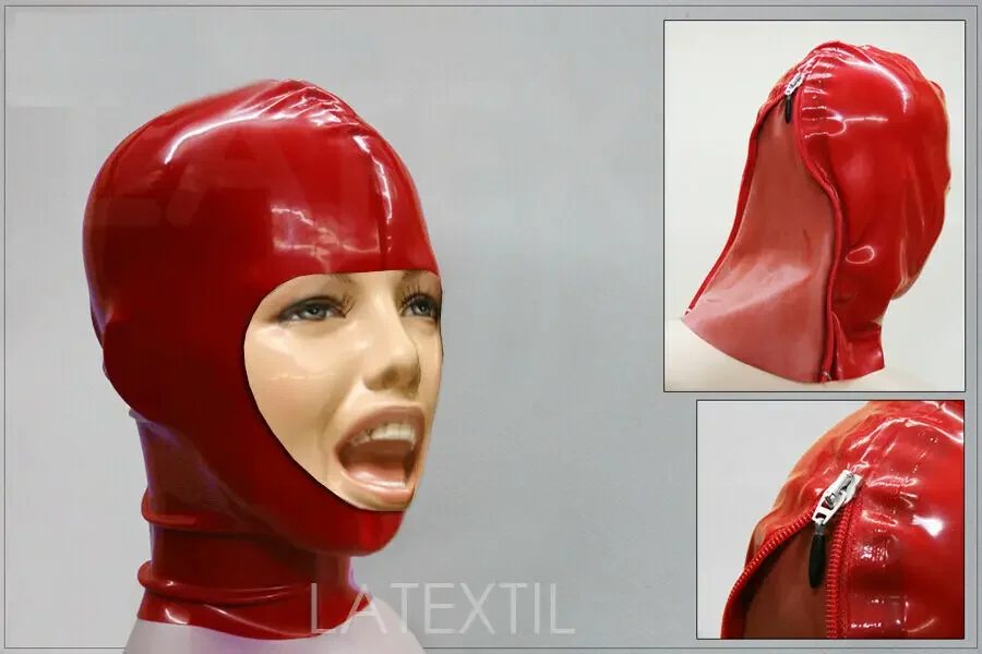 

Latex Rubber Hood Handmade Cosplay Open Face Masquerade Headgear S-XXL