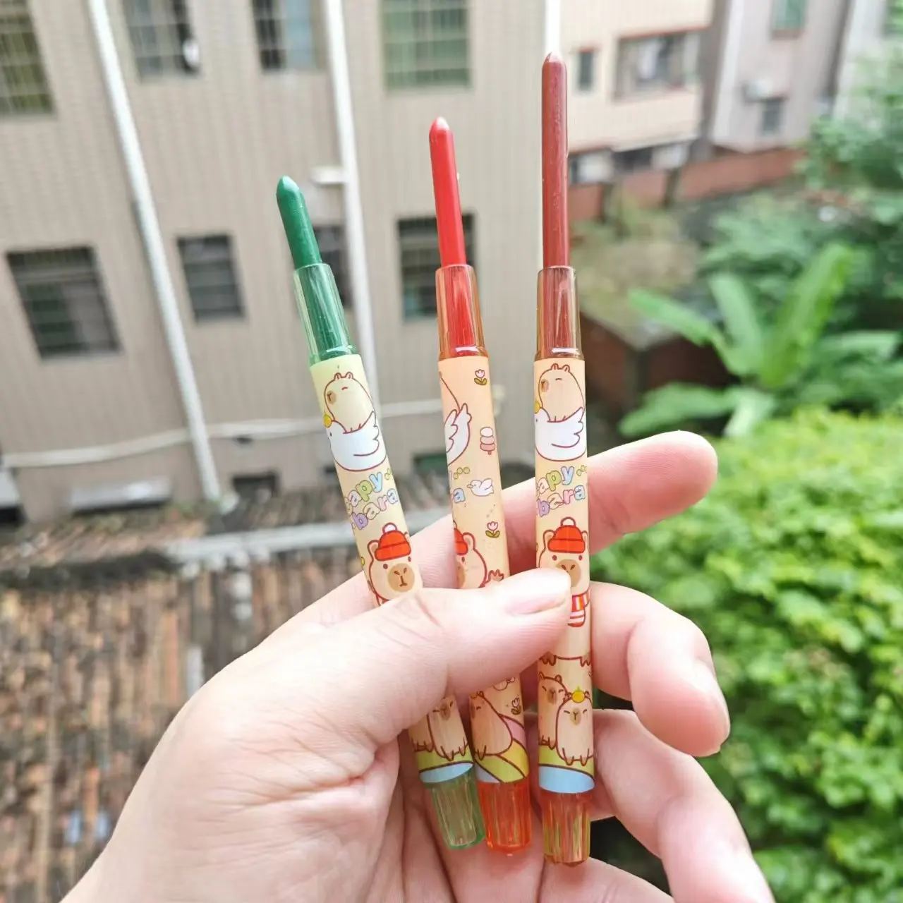 12Pcs/set Capybara Cartoon Non-Toxic Crayon Oil Painting Stick Student Pastel Pencils for Drawing Colored Pencils birthday gift oil pastels,colored crayons,color pencils,oil painting sticks,children painting supplies