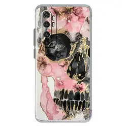 Clear TPU Phone Case with Hard Pink and Purple Skull Design for Xiaomi 14 Pro (B7)