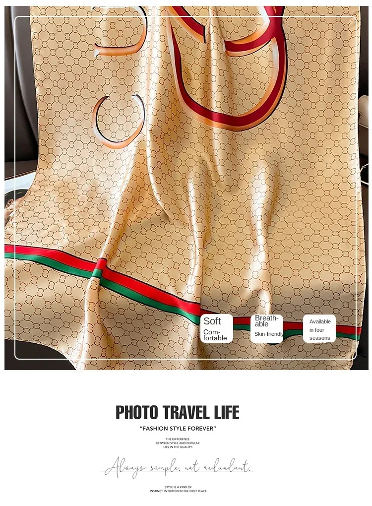 2024Women's Luxury Brand Popular Scarf Dot Extended Shawl Silk Square Scarf Fashion Decorative Headscarf Shawl Hijab Scarf Hijab