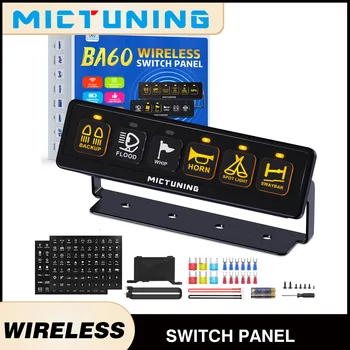 MICTUNING Pannello interruttori wireless 4/6 Gang, scatola interruttori relè ON-OFF universale 12/24V, 4 modalità di controllo per SUV UTV Barca fuoristrada