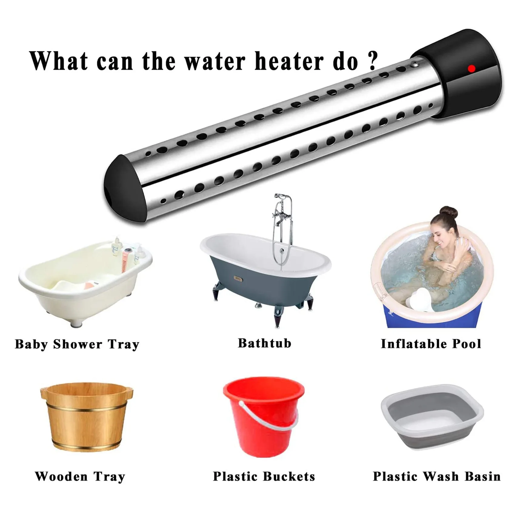 2500W Electric Heater Boiler Water Heating Elements Portable Immersion Suspension Bathroom Swimming Pool EU Plug Yellow images - 6