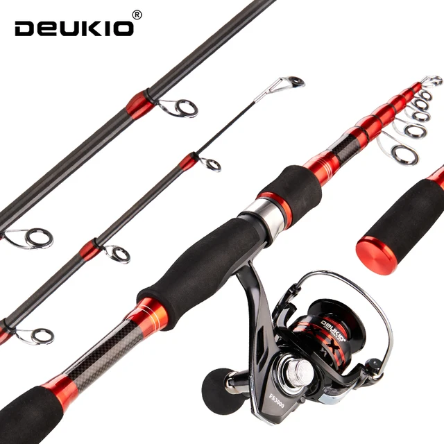 Deukio-伸縮式釣り竿,スピニングリールの組み合わせセット,高速