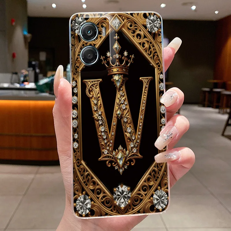 Retro Initial Letter Couple Phone Case - Transparent Soft Silicone Cover, New Fashion Design