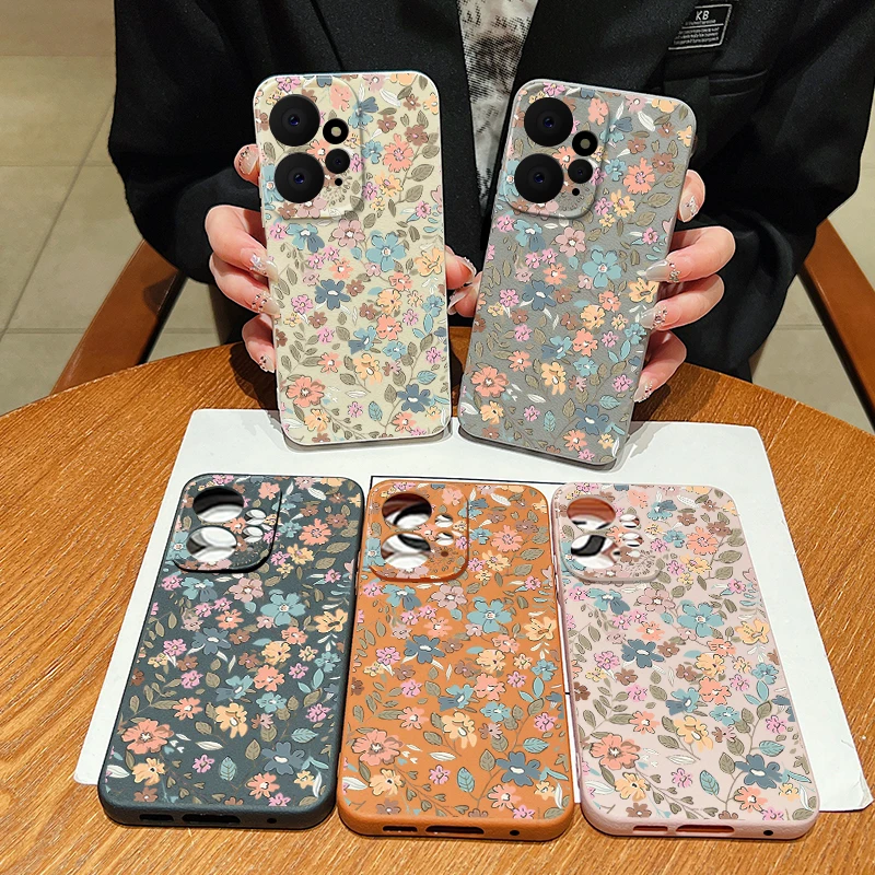 Floral Leather Texture TPU Soft Phone Case