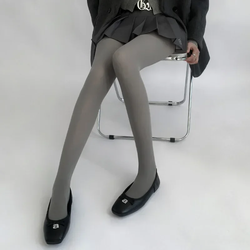 Grey Hue Tights Women Fashion JK Matte Finish Comfortable Velvet Bottoming Stockings Soft Nylon Pantyhose