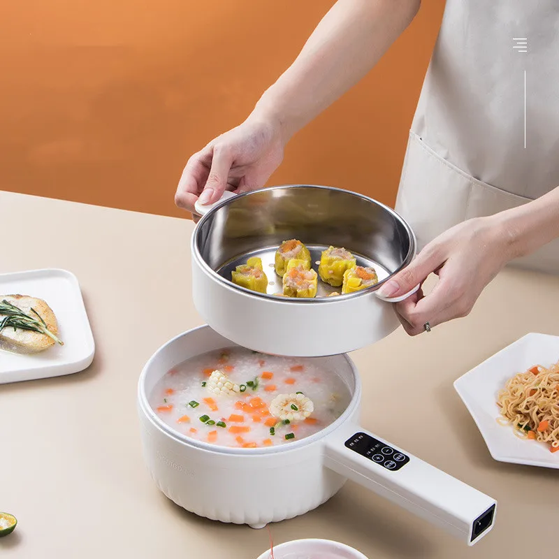 220V Smart Electric Wok Non-stick Frying Pan Noodle Pot 9.5h Reservation Electric Cooking Pot Dormitory Electric Hot Pot 1.6L 2