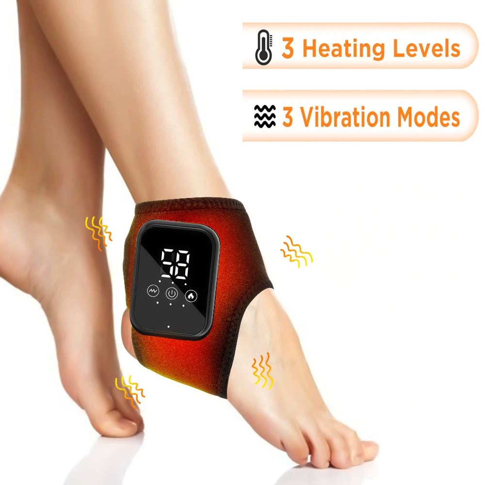Electric Heating Ankle Guard 5 Levels Hot Compress Vibration Massage Wrist Ankle Brace Hand Foot Protect Rechargeable Wristband