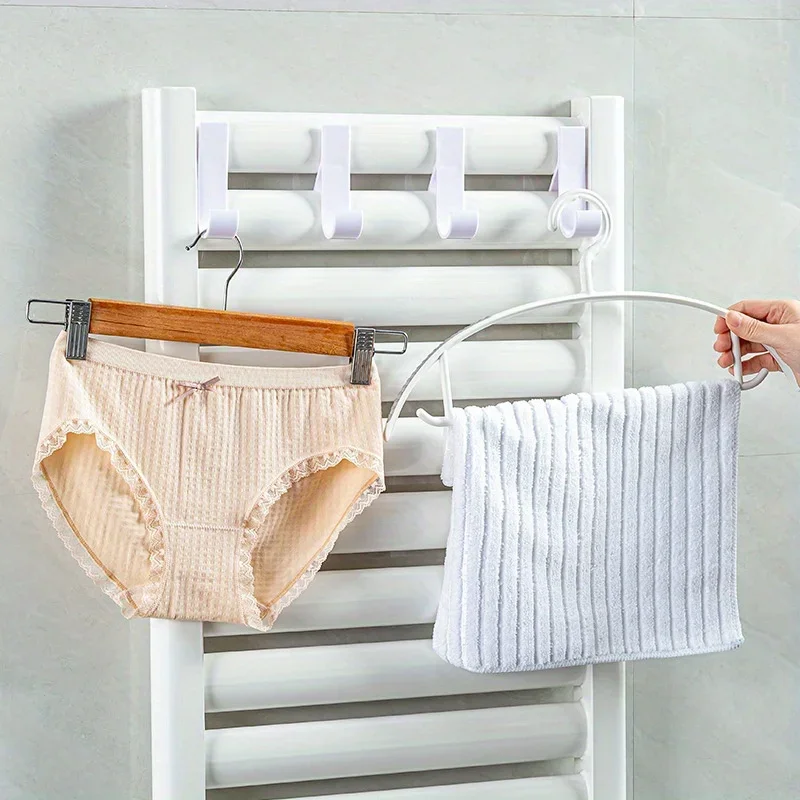 4pcs, Heating Pipe Towel Clothes Hanger Hook, Bathroom Hanger Hook, Wardrobe Storage Hook, Kitchen Appliances Storage Hook