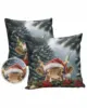 2/4PCS Christmas Watercolor Poinsettia Throw Pillow Cover Case For Sofa Car Home Decoration Pillowcase 2