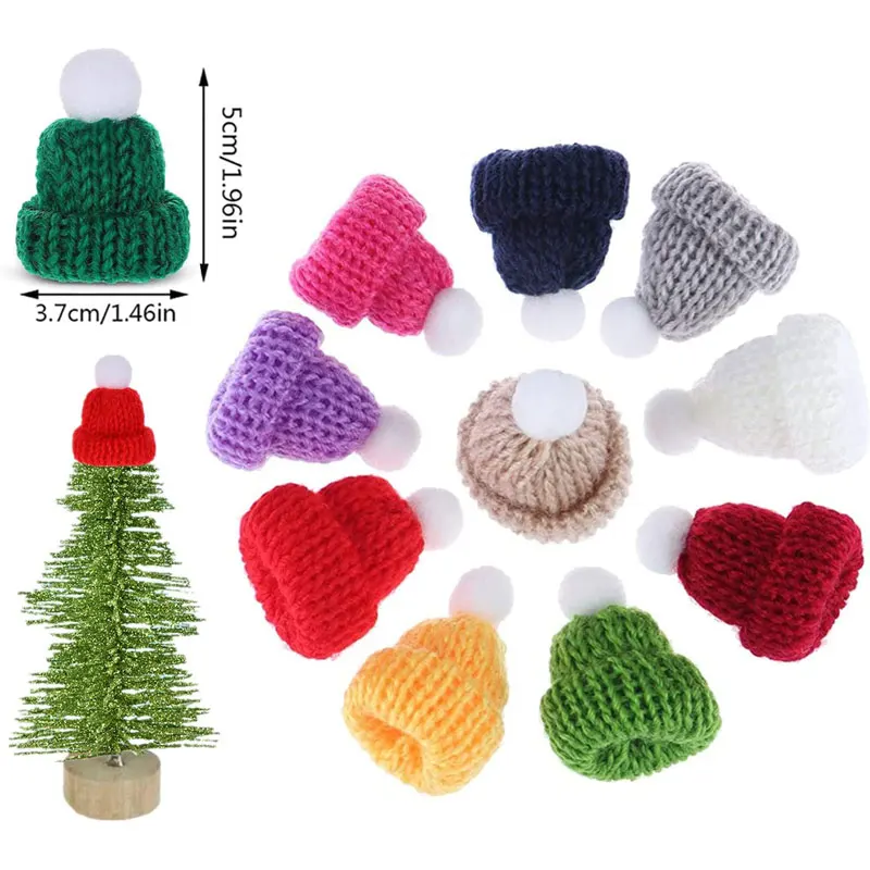 Mini Christmas Knit Hats 10/20Pcs Craft Knitting Hats Doll Craft Hat Christmas Tree Ornaments for DIY Crafts Accessories craft supplies doll handmade accessories diy knitting kit