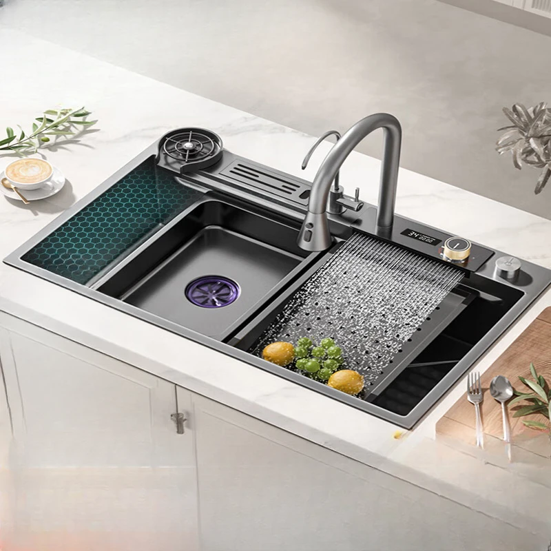 

Rainfall Sink Home Handmade Kitchen 304 Stainless Steel Large Single Tank