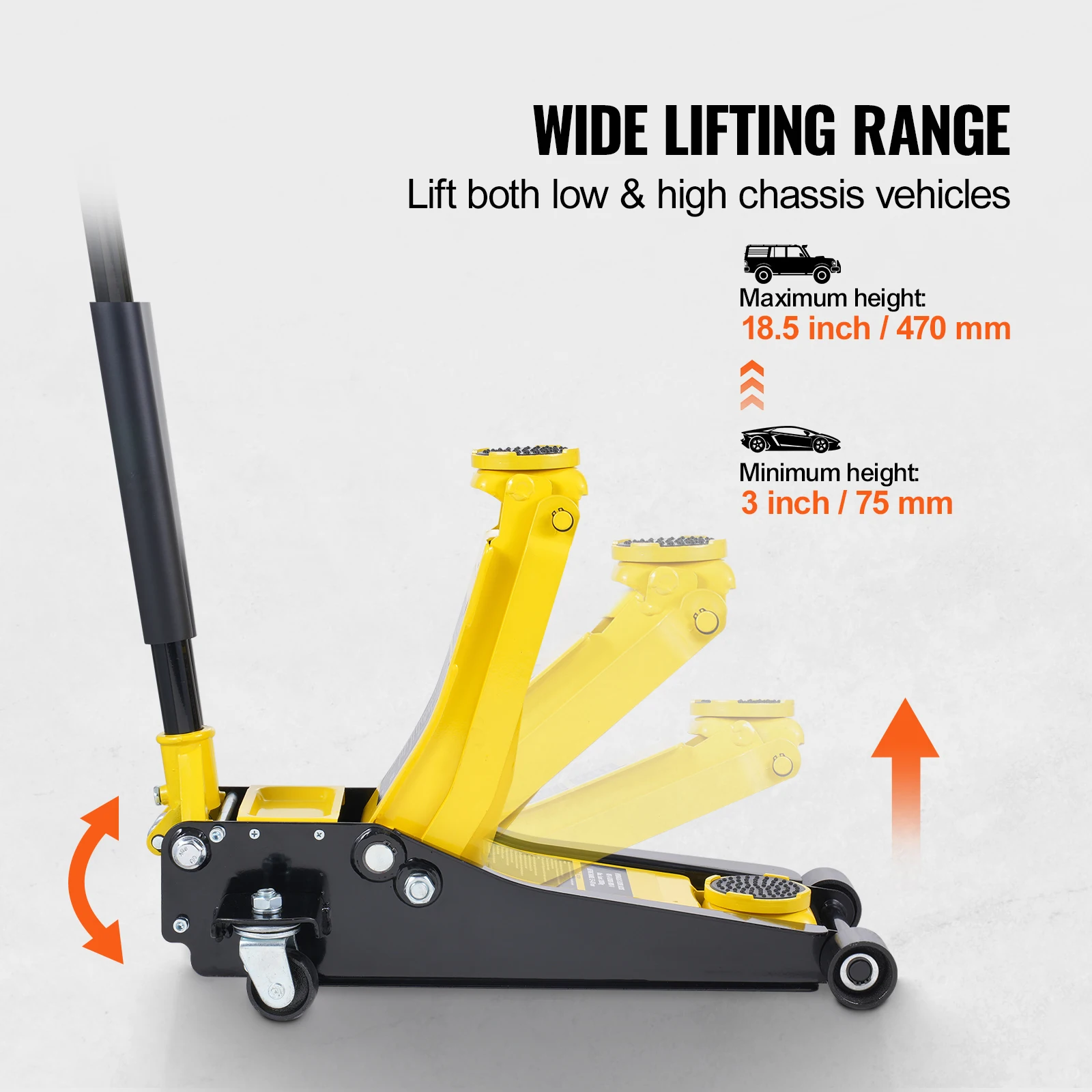 Iron Hydraulic Low Profile Floor Jack for Car Maintenance