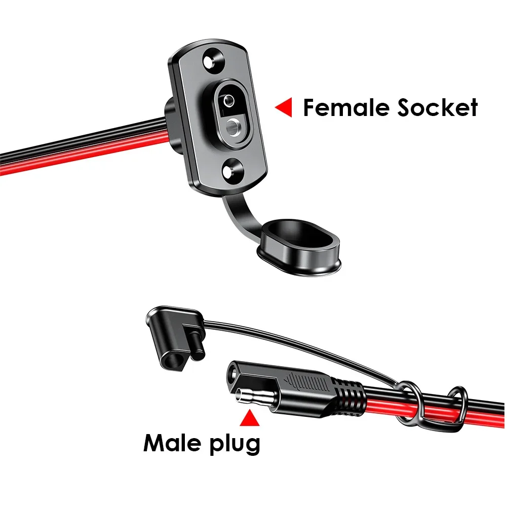 SAE 전원 소켓 SAE 방수 빠른 연결 패널 마운트, 범용 플러시 마운트 커넥터, 모토 배터리용, 12AWG, 30cm