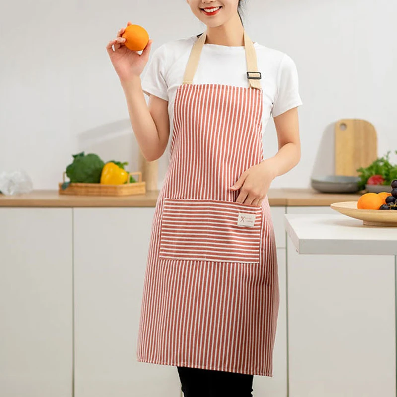 Cute Adjustable Cooking Apron Waterproof Chef Working Pocket Aprons for Women  Kitchen Gifts Green Gray Pink Cotton Cloth - AliExpress