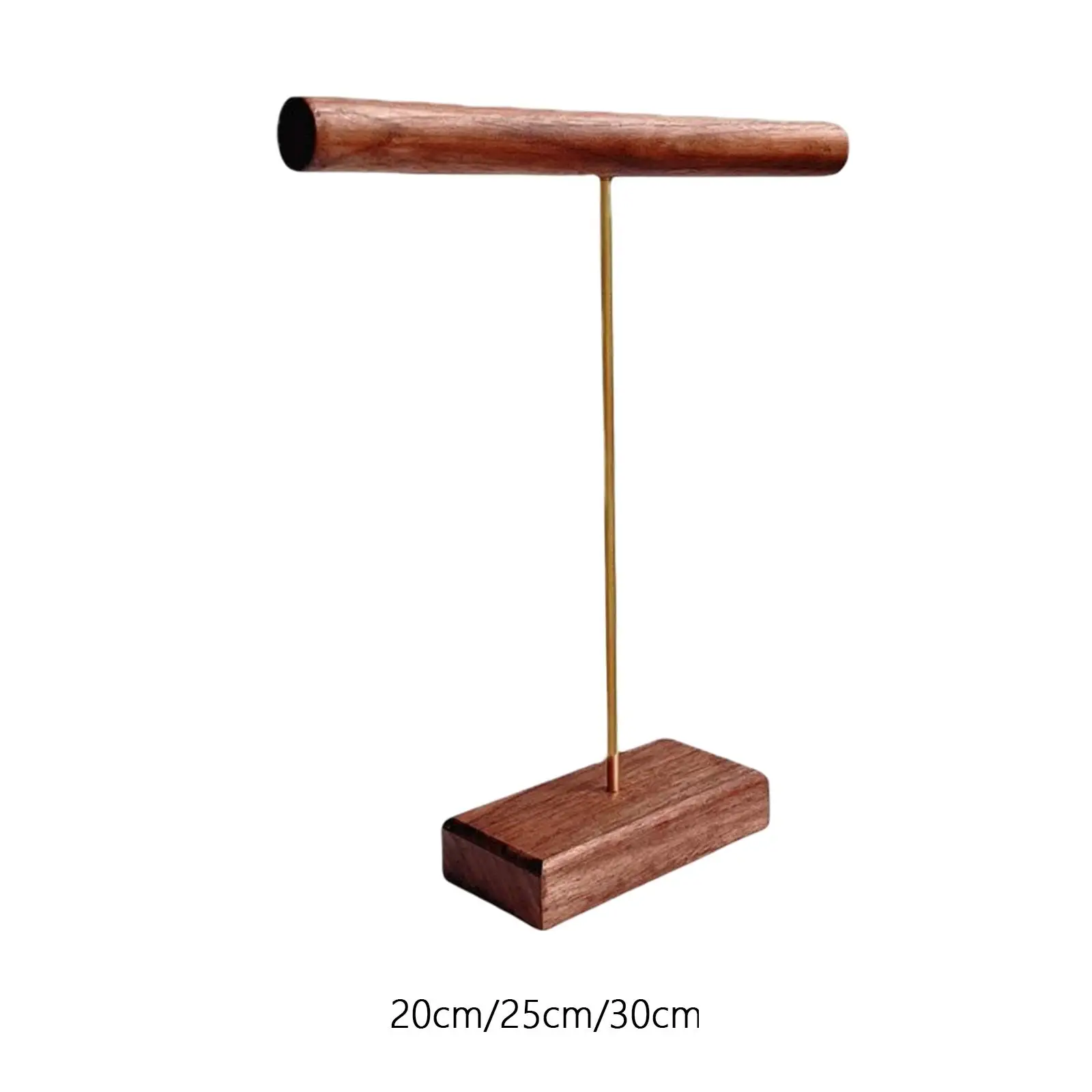 

Jewelry Storage Rack with Wood Base T Bar Chains Showcase for Home Organization Show Necklace Display Storage T Bracelet Holder