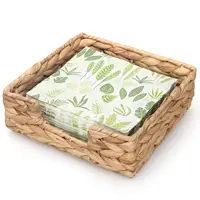 Square Napkin Holder Disposable Guest Towel Napkins Storage Holder Woven Water Hyacinth Napkin Dispenser Serving Tray for table 1