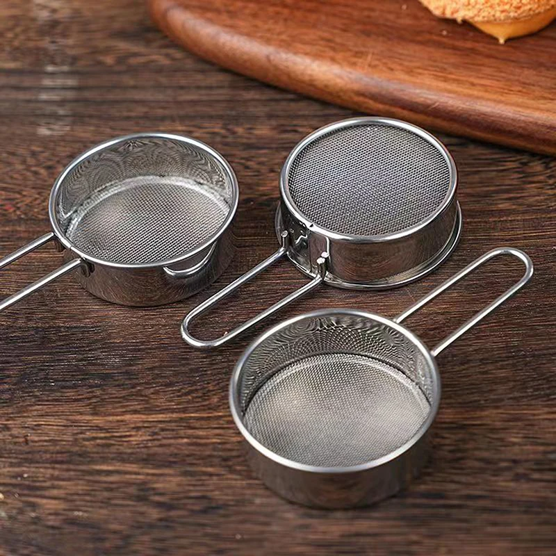 Stainless Steel Flour Sieve Fine Mesh Strainer Baking Flour Sifter With Handle Handheld Coffee Powder Mesh Sieve Baking Tools 1