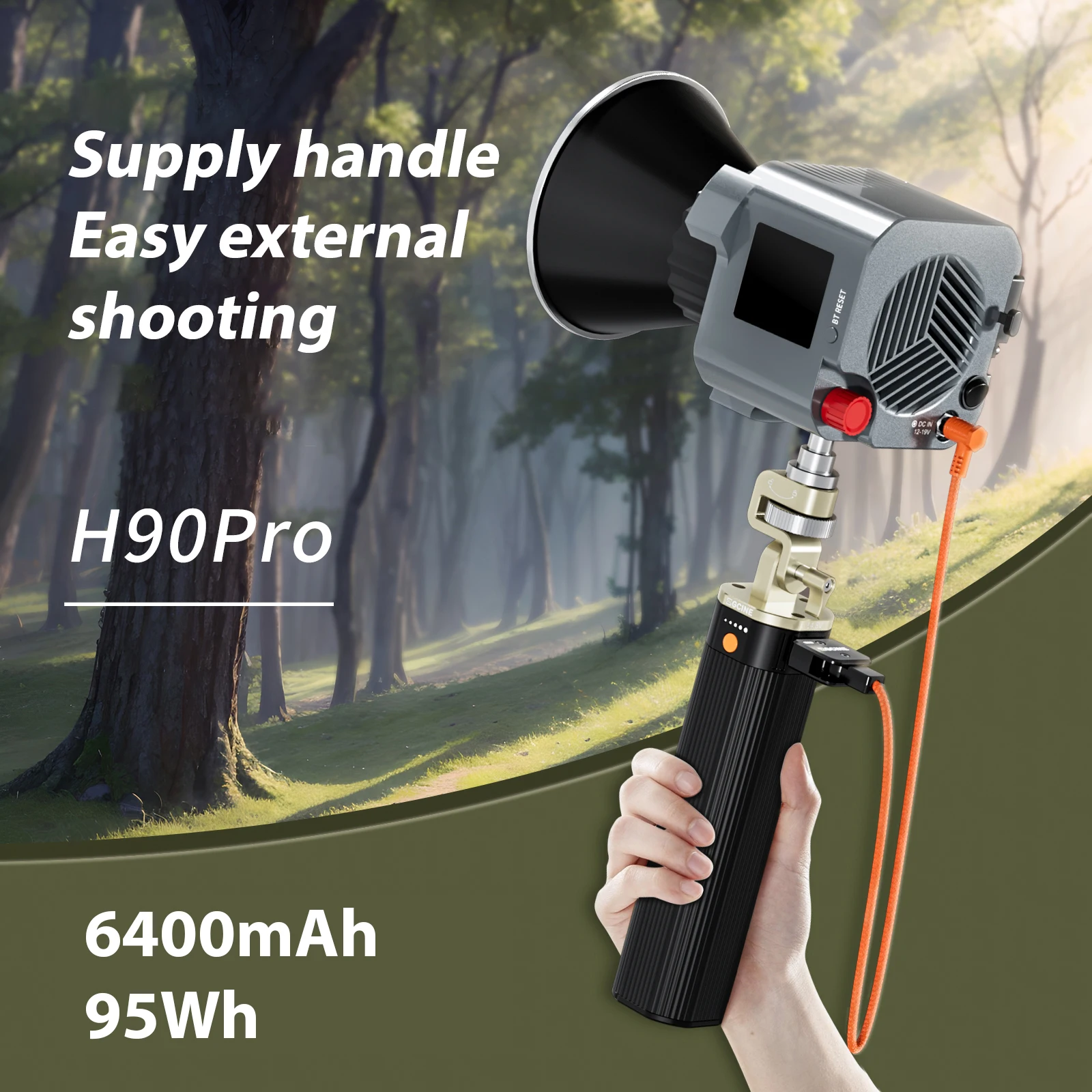 ZGCINE Fill Light Battery Power Handle G rip 180&deg;D-Tap USB-C Input & Output for Aputure amaran 60ds 60xs Zhiyun Molus X100 Lamp