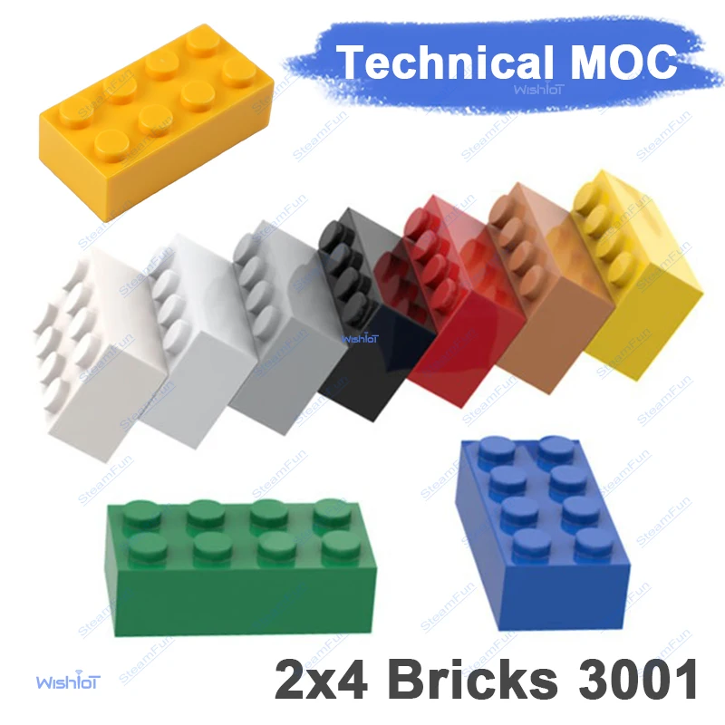 Classic 2x4 Building Bricks - Educational DIY MOC Technological Blocks (Pack of 100)
