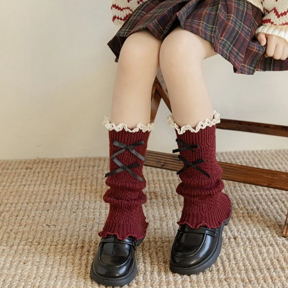 New Solid Color Leg Warmers Thickened Knitted Mid-Calf Sock Harajuku Lolita Middle Tube Socks Gift