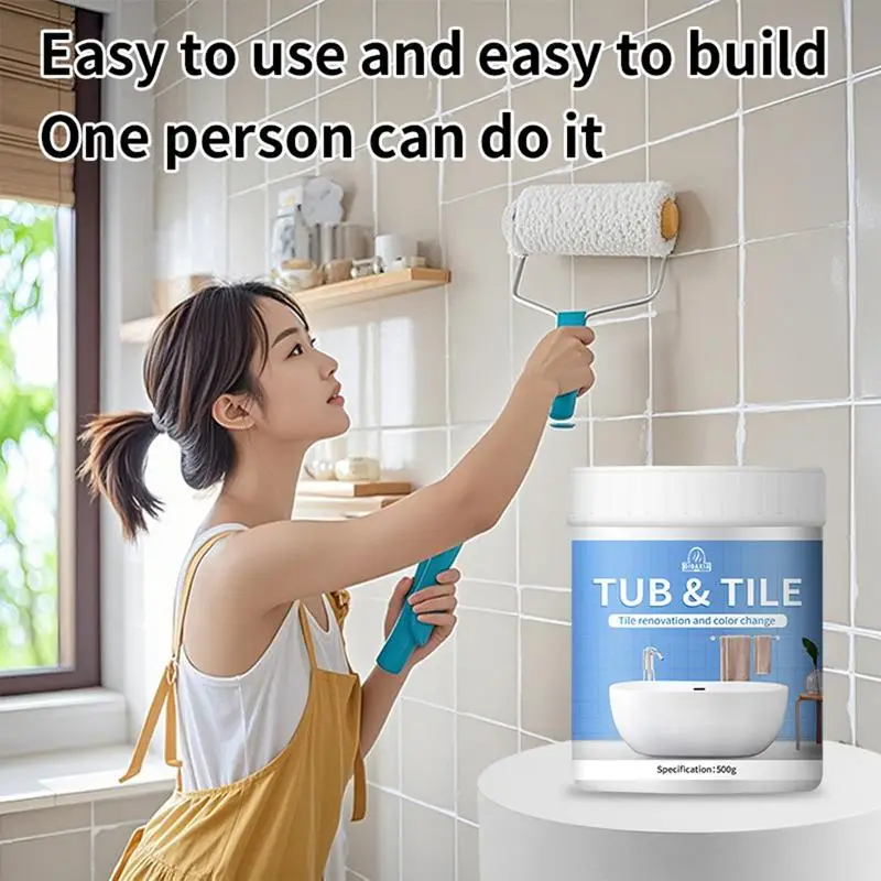 500g Water Based Paint For Bathroom Tile Paint Kit Quick-Dry Bath Refinishing Change Paint White Bathtub Paint repair tool