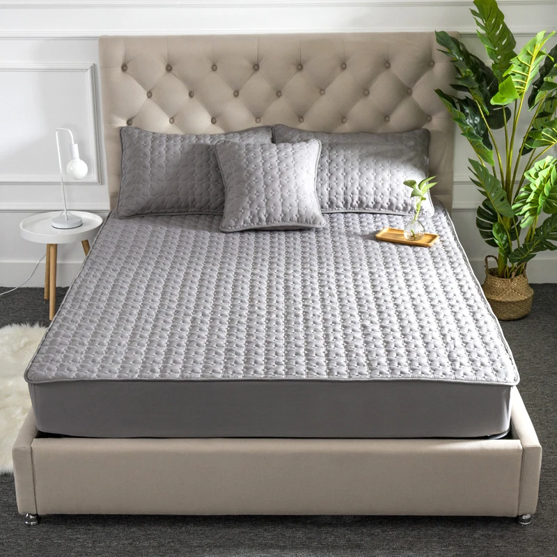 Washable Bed Cover Queen King Size Breathable Solid Color Mattress Cover Embossed Quilted Thicken Anti-mite Mattress Protector 3