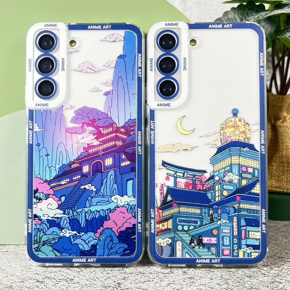 Custodia Per Samsung Galaxy S20 S21 S22 S23 Plus Fe Ultra Soft Cover Japanese Anime Art Landscape