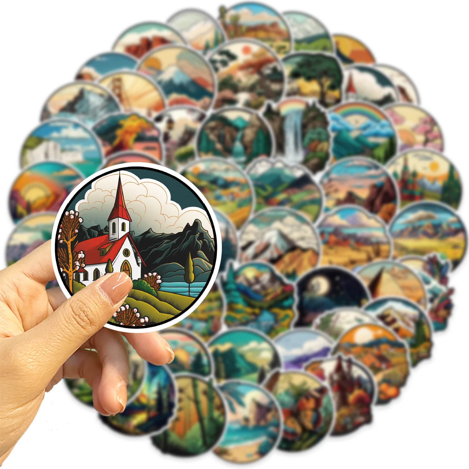 55 stücke Outdoor Landschaft Park Landschaft Aufkleber Ästhetische Für Laptop Telefon Reise Gepäck Gitarre Skateboard Auto Aufkleber – Detail 2
