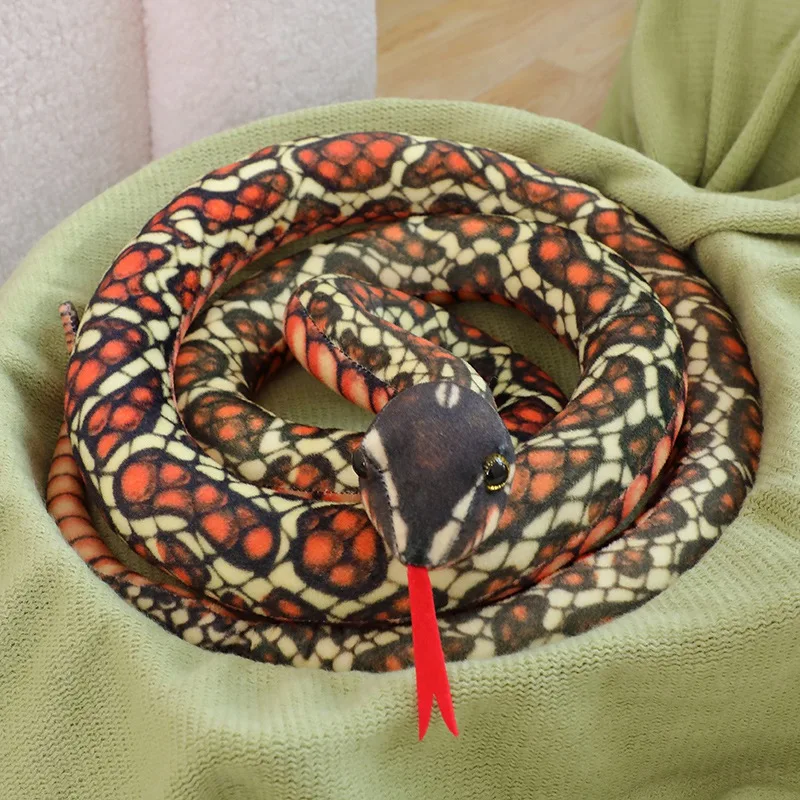 thumbnail image 1 of Simulation Giant Python Plush Toy Long Snake Yellow Orange Green Python Plush Toy Decorated House Holiday Decoration Trick Props, 1 of 5