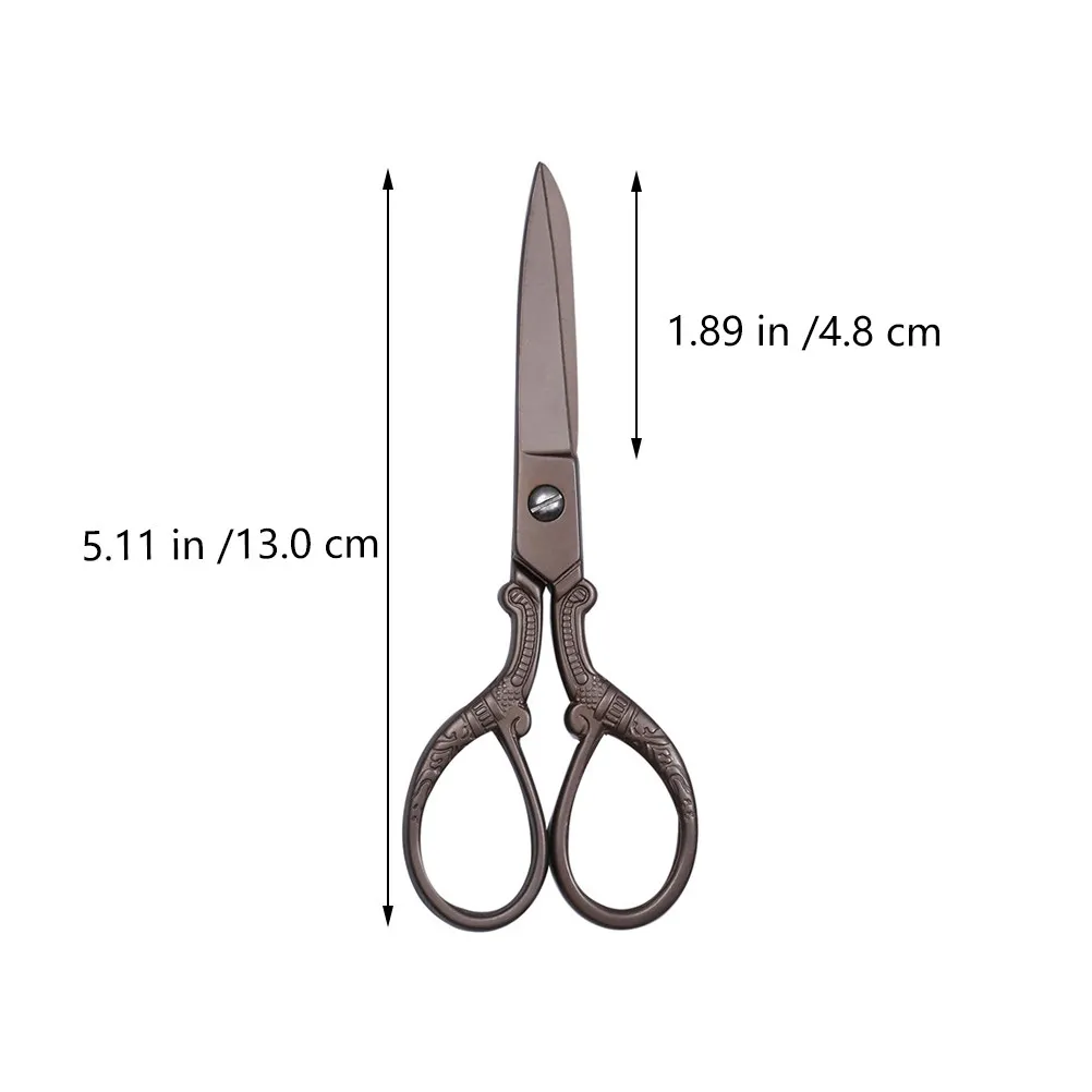 1Pcs 레트로 자수 가위 금도금 컬러 금속 스테인레스 스틸 바느질 실 커터 DIY 공예 재단사용