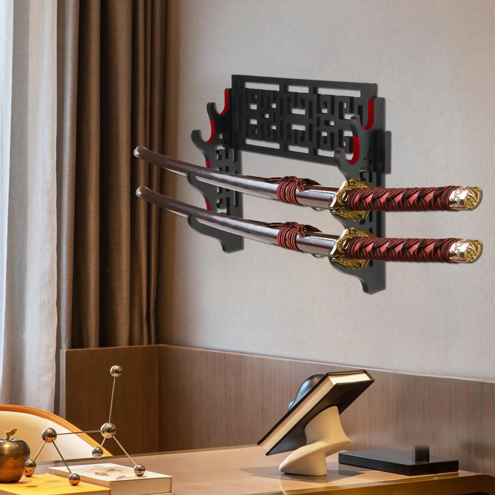 4 Tier Wood Hollow Support Lightsaber Storage Organizer Sword Stand Display for Collection Swords Lightsaber Storage Rack 3