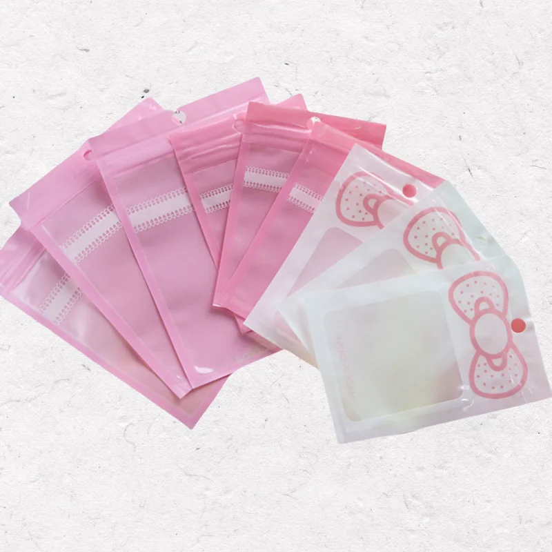50 Stück/Lot niedliche rosa Schleifen-Plastiktüten mit Reißverschluss, wiederverschließbare Tasche, Aufbewahrungstasche für Süßigkeiten, Kekse, Geschenkverpackung, Ornament-Beutel, Snack-Tasche – Detail 2