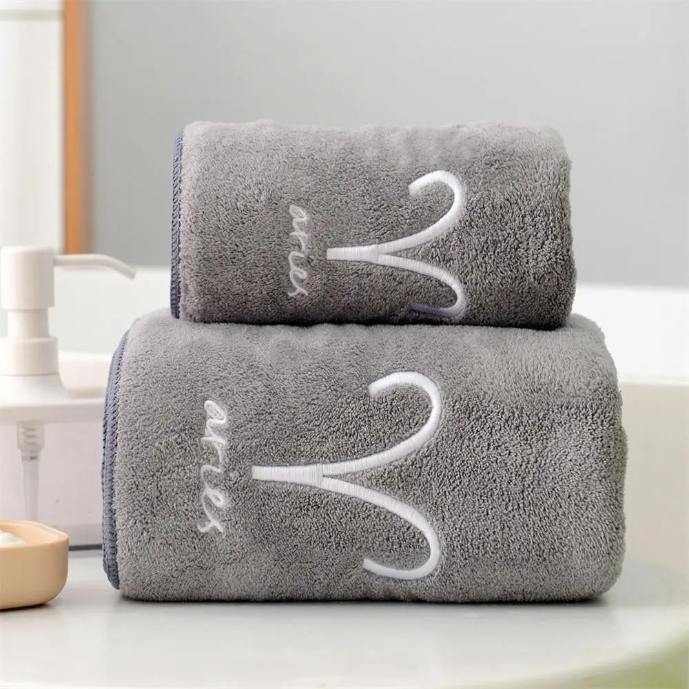 Description Picture 2 of item70*140cm Large Soft Constellation Bath Towel Soft Absorbent Embroidered Bathroom Bathing Sheets Bath Towels Set