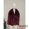 TRAFZA-Women Fashion Winter Solid  Big Lapel Coat Faux Fur Coat Jacket New 2025 Autumn Winter Slouchy Burgundy Black Gray Coat 6