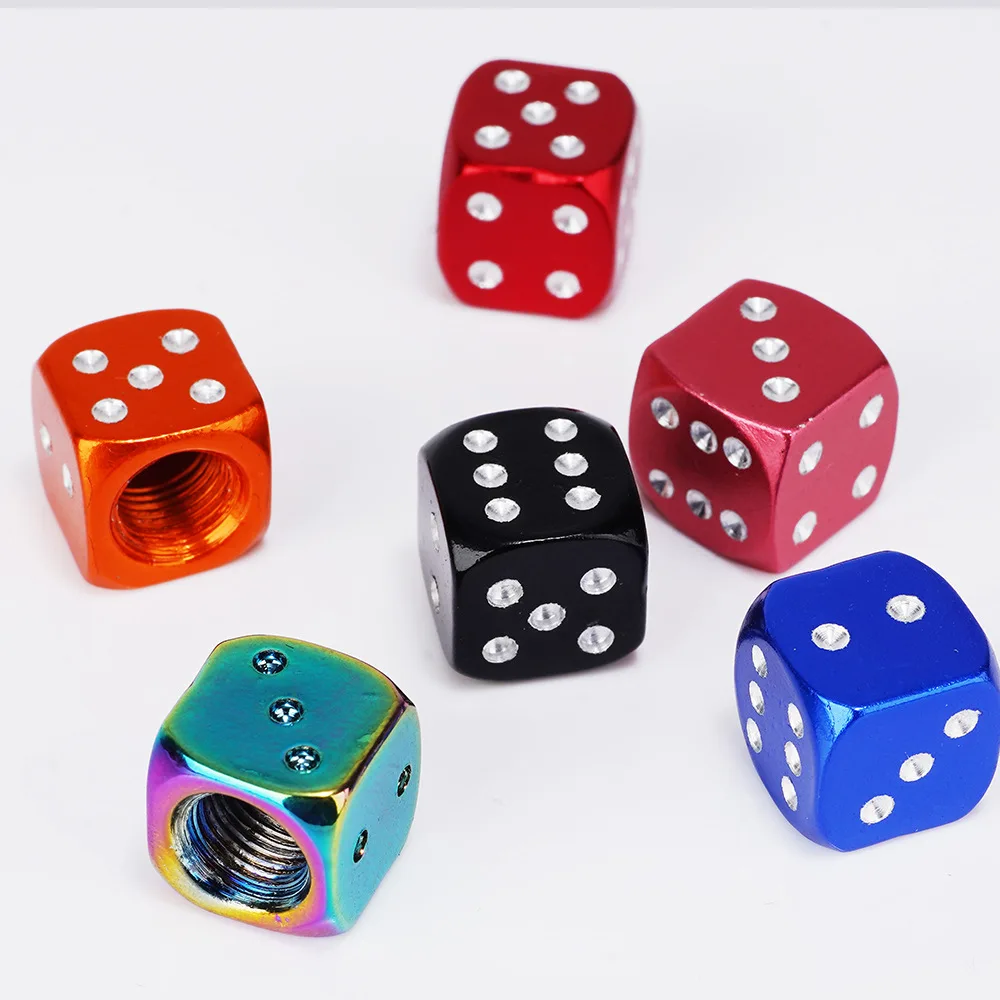 Aluminum Dice Tire Valve Caps – Set of 4 3