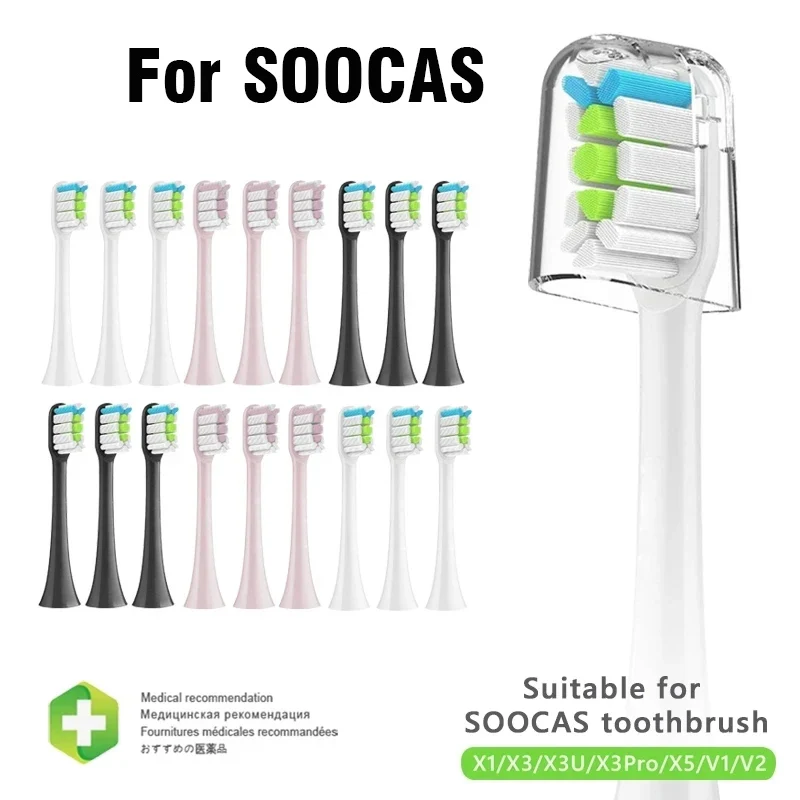 Sonic Toothbrush Substituição Cabeças Vácuo Dupont Cerdas Soft Brush Heads Xiaomi Soocas x3 x5 X3u x1 v1 v2 Soocare