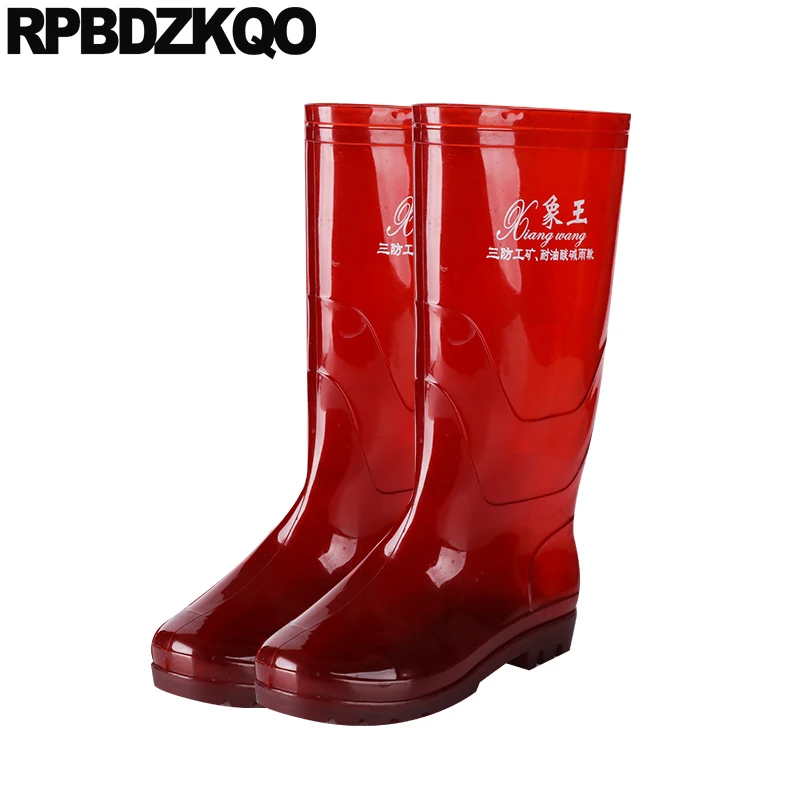 Red Winter Non Slip Rubber Fishing Boots Men On Pvc Tall