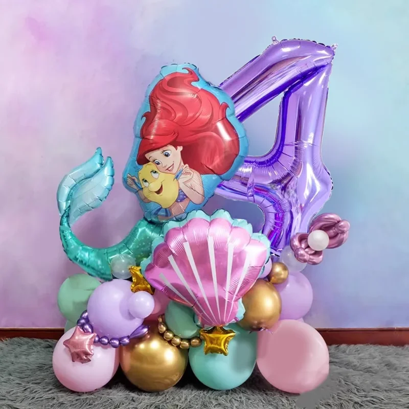 thumbnail image 1 of Decoración para fiesta de cumpleaños de La Sirenita, Princesa Ariel, servilletas de papel, platos, vasos, manteles, globos, suministros para baby shower para niños, 1 of 5