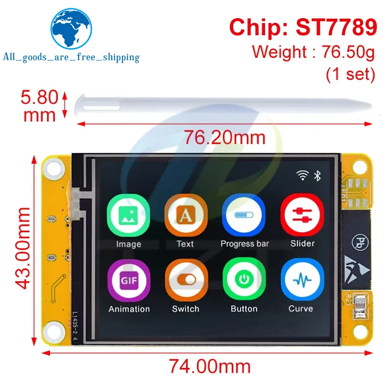 ESP32 LVGL WIFI&Bluetooth Development Board 2.4 inch LCD TFT Module 240*320 Smart Display Screen With Touch WROOM