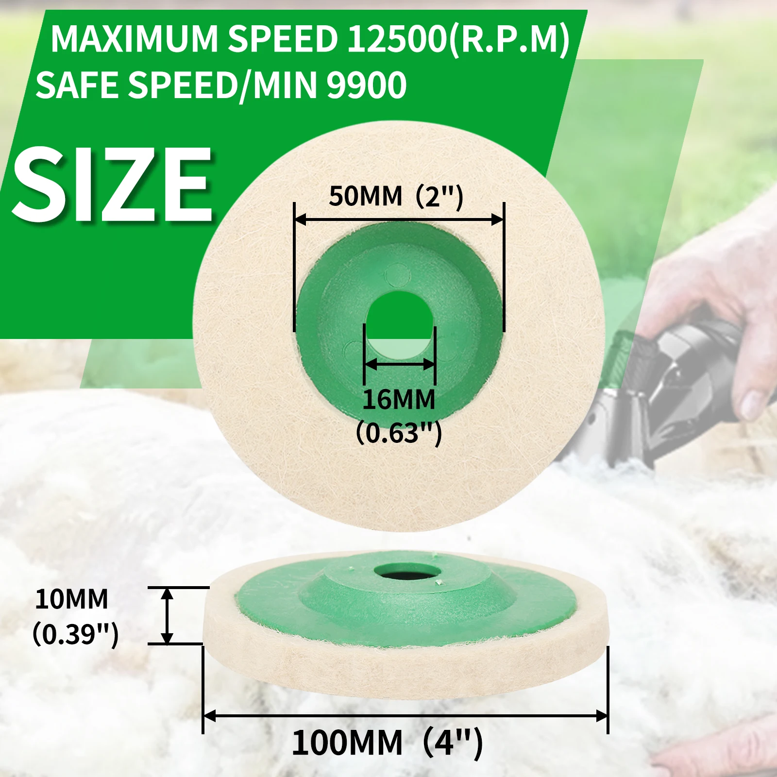 2/5/10pcs 4' Industrial Wool Felt Polishing Wheel Grinding Disc for Angle Grinder Metal Rust Removal