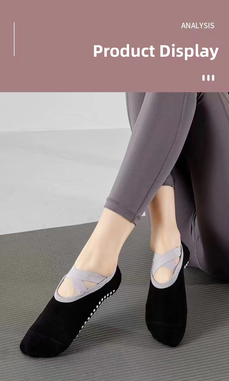 Description Picture 2 of itemProfessional Silicone Anti-Slip Yoga Socks for Women, Backless, Breathable Bandage, Dance Sports Socks, Ballet, Pilates, 1Pair