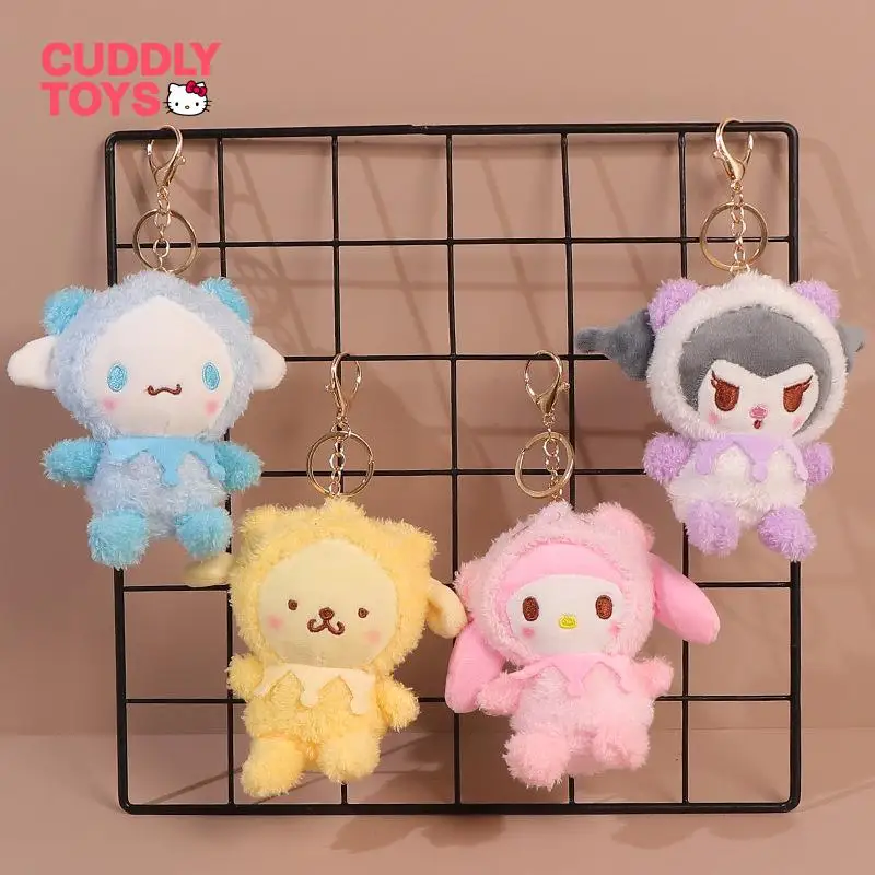 Sanrio Plush Pendant Cartoon Soft Pp Cotton Doll Toy Kawaii Kuromi Hello Kitty Melody Plush Keychain Pendant for Child Girl Gift