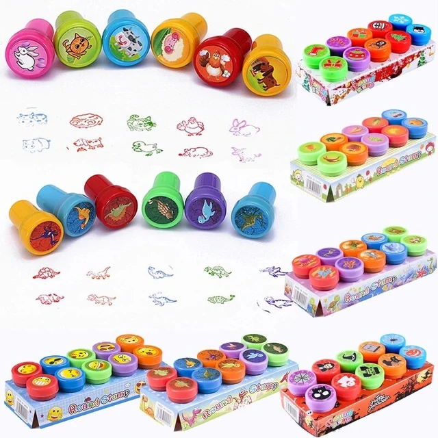 10pcs Stamps Cartoon Smiley Face Kids Self-ink Stamps Children Toy For  Scrapbooking Seal Stamper DIY Painting Photo Album Decor