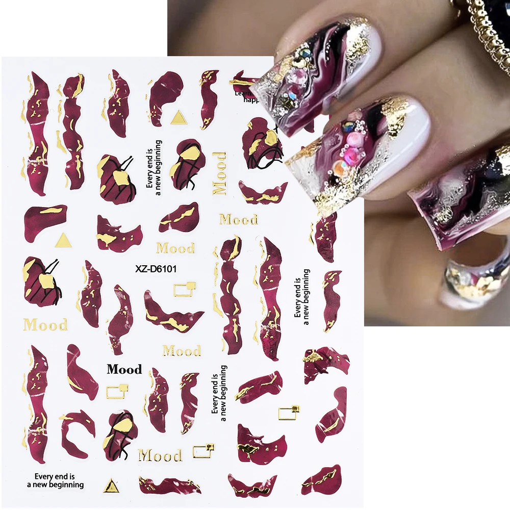 French Gradient Nail Sticker 3D - Crescent Design Nail Decal & Manicure Guide