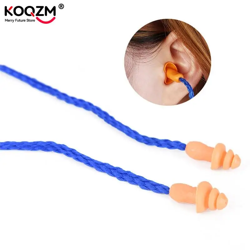 Lot de 10 bouchons d'oreille silicone souple avec cordon - Protection auditive réutilisable