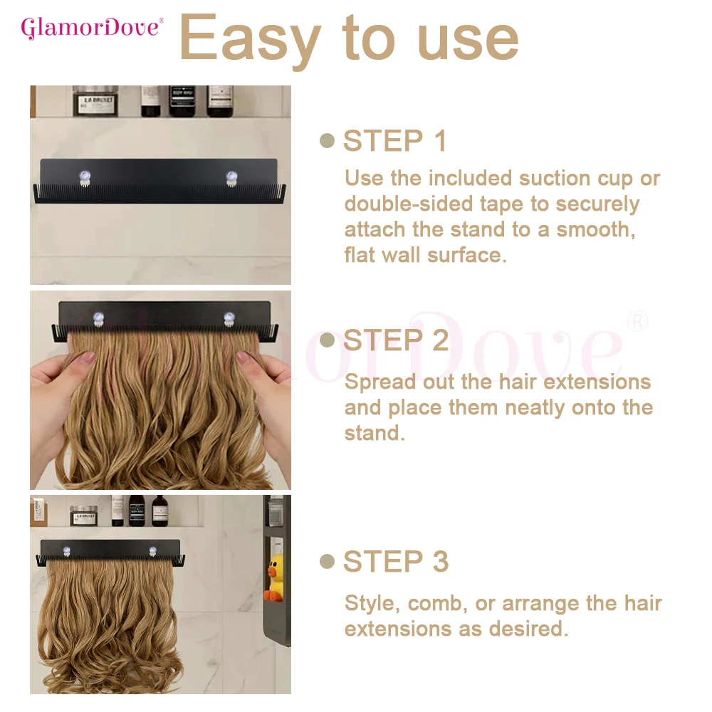 글래머도브 헤어 익스텐션 홀더 ? 스테인리스 스틸 헤어 스탠드 (세척, 스타일링, 건조용) 웨프트, 클립인 및 테이프인 익스텐션용
