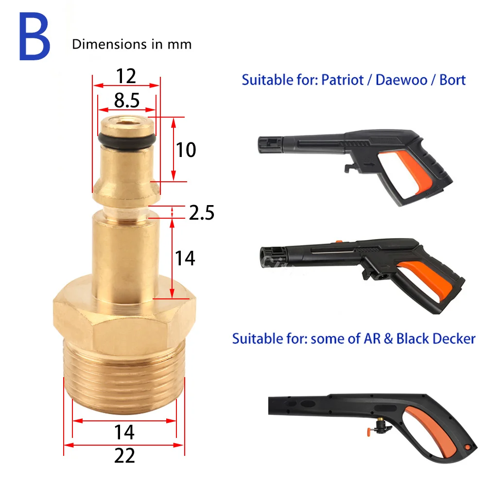 High Pressure Car Washer Hose Connector Converter M22 Thread for AR Patriot Daewoo Lavor Black Decker Bosch Bort pressure washer 3