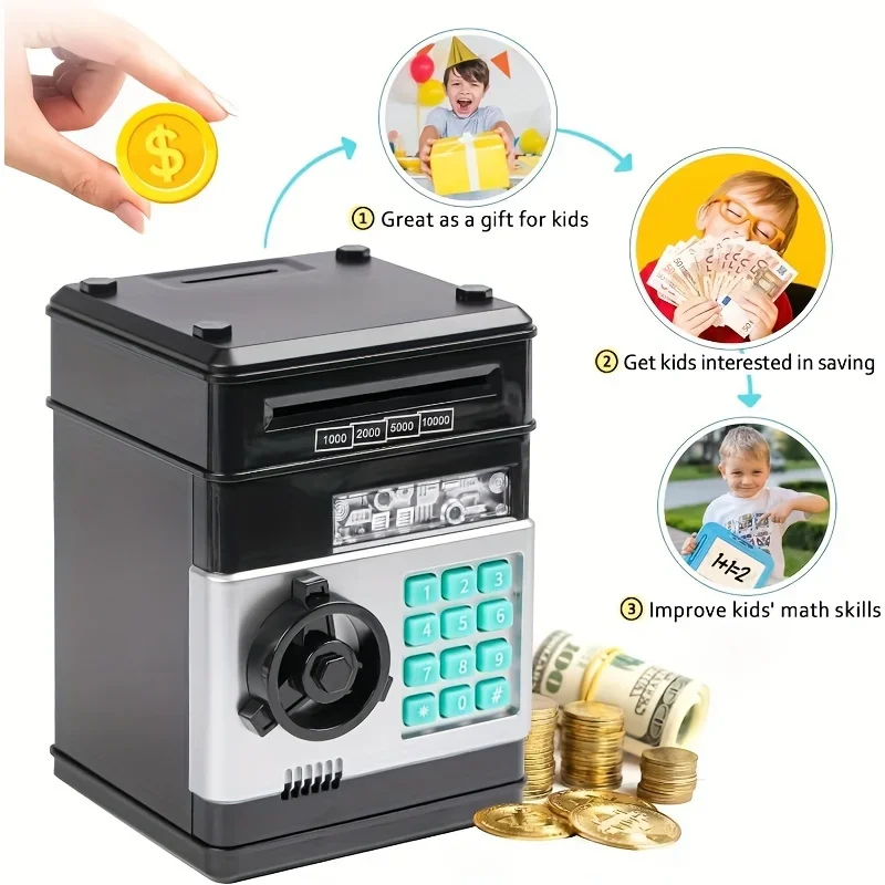 Electronic Children's Piggy Bank Password Safe Key Money Box Kid Digital Coins Cash Saving Deposit Household Atm Machine Gifts
